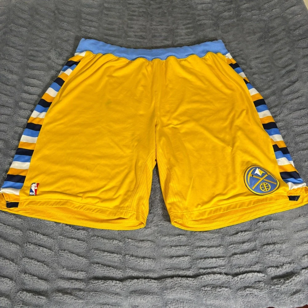 Adidas Denver Nuggets NBA Basketball Game Shorts 12-13 Yellow Team Issued 6XL +4